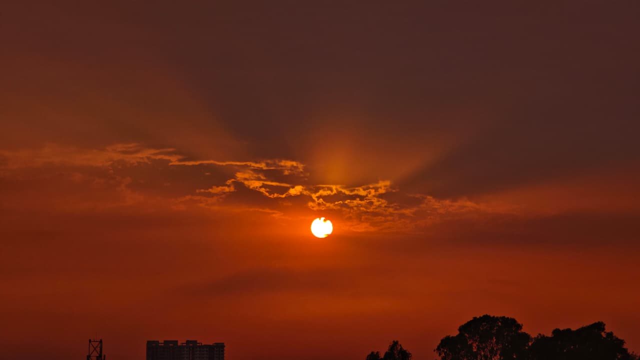 Orange sunset over the city